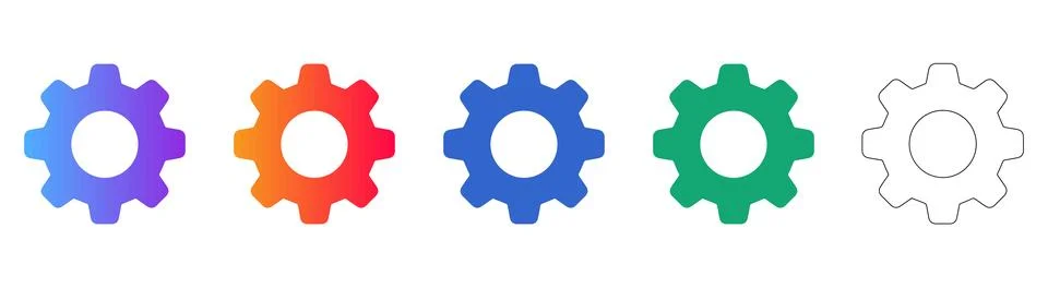 Gear Setting Icon Set for Configuration and Tools Stock Illustration