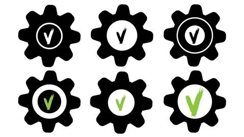 Gear setting icon set, gear symbol for button icon, machinery industrial Stock Illustration