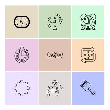 Gear , setting , stopwatch , Watch , time , clock , alaram , day , timers , e Stock Illustration