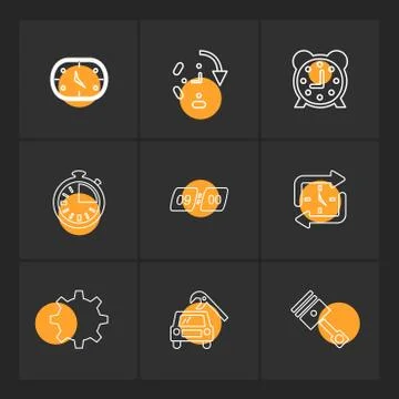 Gear , setting , stopwatch , Watch , time , clock , alaram , day , timers , e Stock Illustration