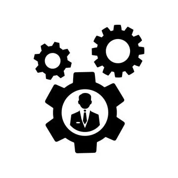 Gear, setting, user, profile icon. Black vector design. イラスト素材