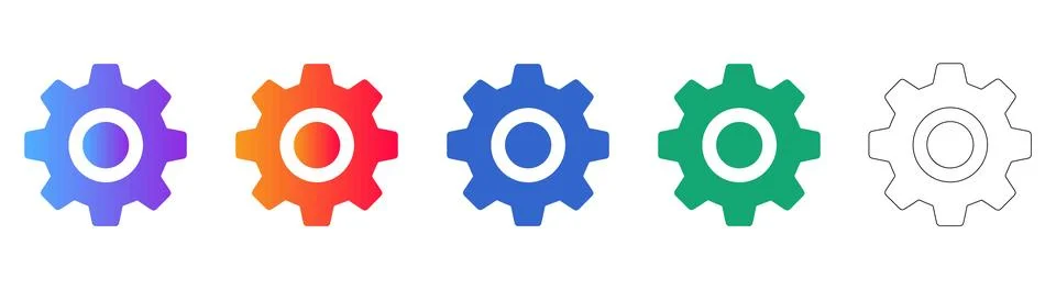 Gear Settings Icon Set for Software Interfaces Stock Illustration