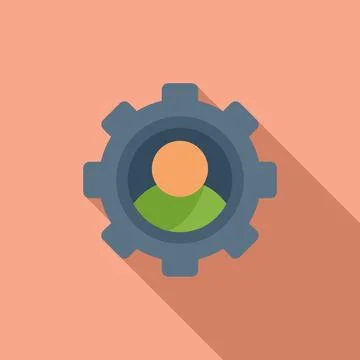 Gear setup icon flat vector. Digital person 스톡 일러스트