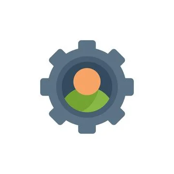 Gear setup icon flat vector. Digital person Stock Illustration