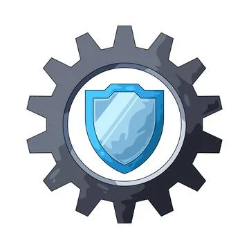 Gear with Shield illustration 스톡 일러스트