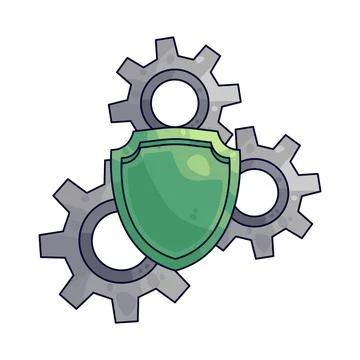 Gear with Shield illustration 스톡 일러스트