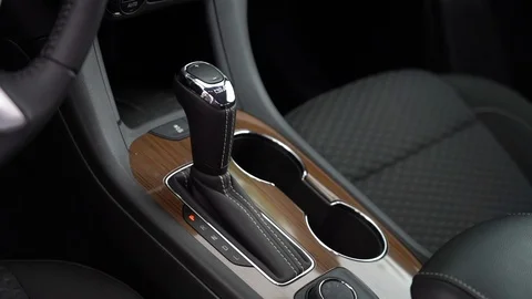 Gear shift lever in an expensive car Stock Footage 124917224