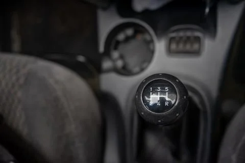 The gear shift lever inside the car Stock Photos
