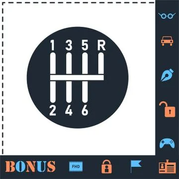 Gear shifter icon flat Stock Illustration