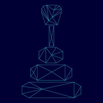 Gear shifter low poly triangulation triangulated polygonal electric cyan bl.. Stock Illustration