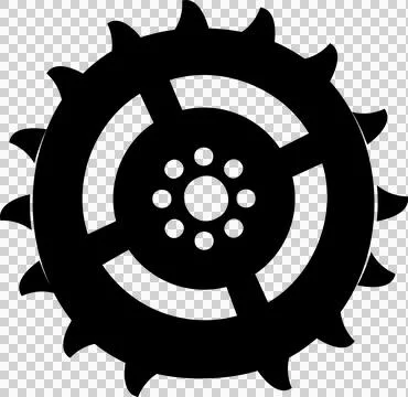 Gear silhouette is floating on transparent background, with toothed rim, radial Stock Illustration