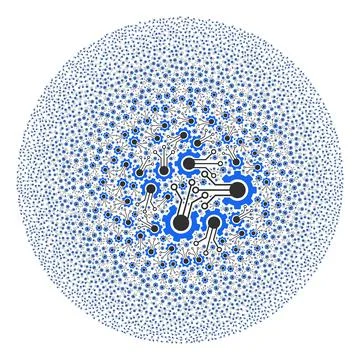 Gear Solution Icon Round Globula Collage Illustrazione stock