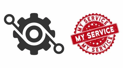 Gear Solution Icon with Textured My Service Stamp Stock Illustration