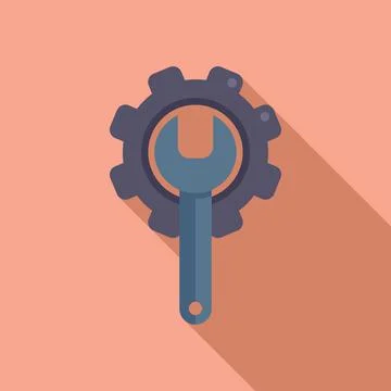 Gear solution key icon flat vector. Creative business Illustrazione stock