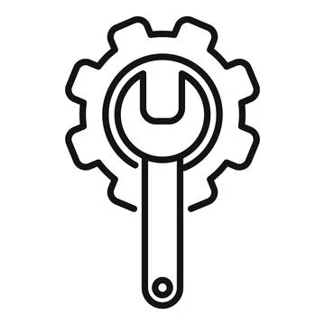 Gear solution key icon outline vector. Creative business Stockillustratie