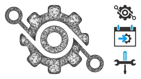Gear Solution Polygonal Web Vector Mesh Illustration イラスト素材