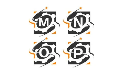 Gear Solution Template Set Illustrazione stock