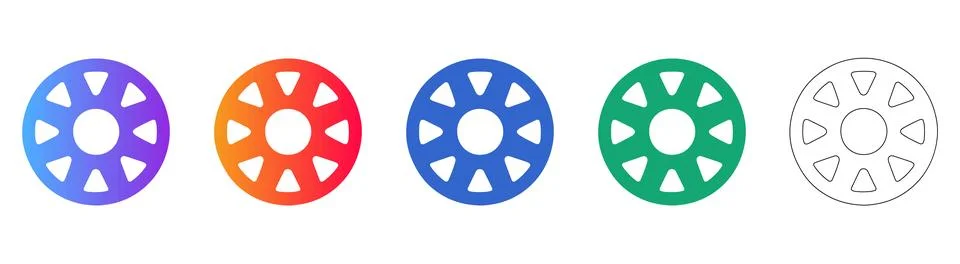 Gear sprocket mechanical engineering icon set Stock-Illustration