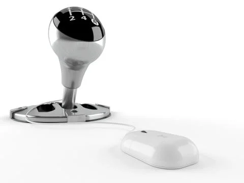 Gear stick with computer mouse Illustrazione stock