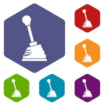 Gear stick icons set Stock Illustration