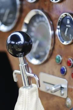 Gear stick of an old timer Foto stock