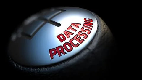 Gear Stick with Red Text Data Processing Ilustración de archivo