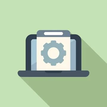 Gear support hosting icon flat vector. Tech team Stockillustratie