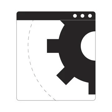 Gear symbol in browser window interface 2D line object イラスト素材