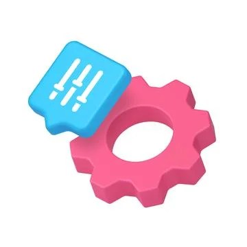 Gear symbol with settings bubble for configuration, control, customization, t Stock Illustration