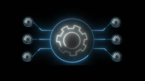 Gear system animation with connected cogs. Gear system digital industrial p.. Stock-Footage 337813039