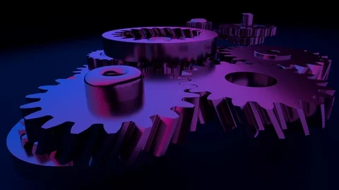Gear system animation. Motion design of seamless loop cogs rotation. Seamless Stock Footage 95408011
