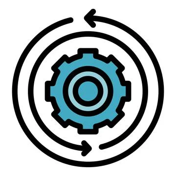 Gear system flow icon color outline vector Stock Illustration