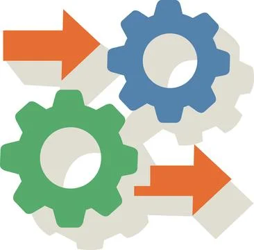 Gear system icon for process control Stock Illustration