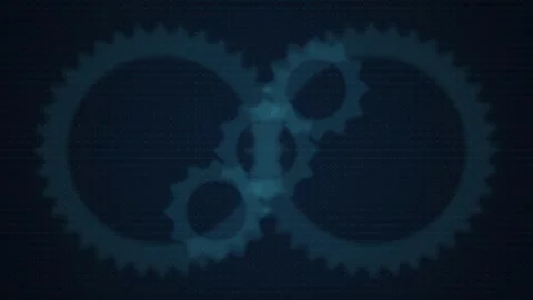 Gear system infinity symbol rotating seamless loop motion background Stock Footage 344972081