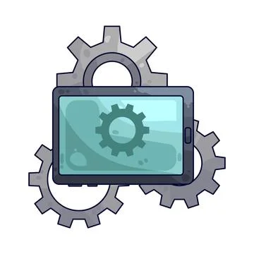 Gear with Tablet illustration 스톡 일러스트