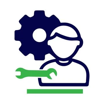 Gear, technical, support, man, settings, technical support icon Stock Illustration