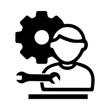 Gear, technical, support, man, settings, technical support icon Stock Illustration