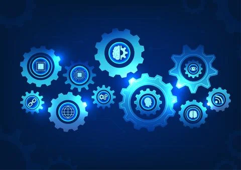 Gear technology background with smart technology Represents the drive of mo.. Stock Illustration