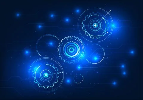 Gear technology gear connected to the circuit It indicates the rapid develo.. Stockillustratie