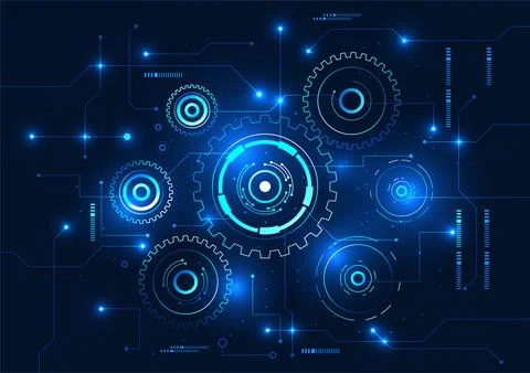 Gear technology gear connected to the circuit It indicates the rapid develo.. 스톡 일러스트