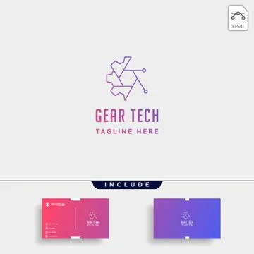 Gear technology logo vector engine industry icon symbol sign isolated Stock Illustration