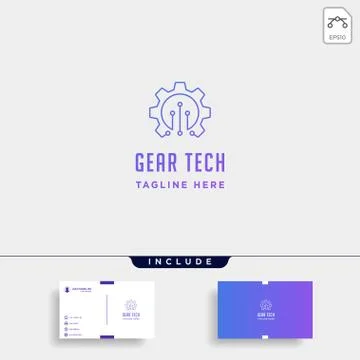 Gear technology logo vector engine industry icon symbol sign isolated Stock Illustration