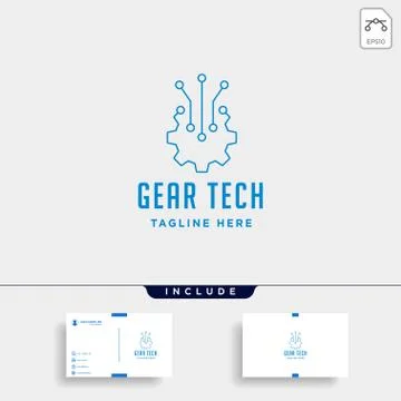 Gear technology logo vector engine industry icon symbol sign isolated 스톡 일러스트