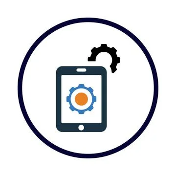 Gear, technology, mobile, mobile technology icon 库存插图