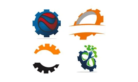Gear Template icon Set Illustrazione stock