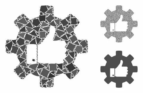 Gear thumb up Composition Icon of Bumpy Elements Illustrazione stock