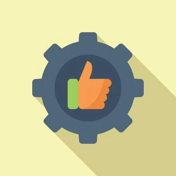 Gear thumb up icon flat vector. Process project change 스톡 일러스트