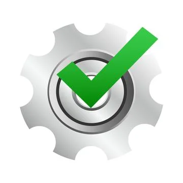 Gear with a tick. settings Vector illustration Stock Illustration
