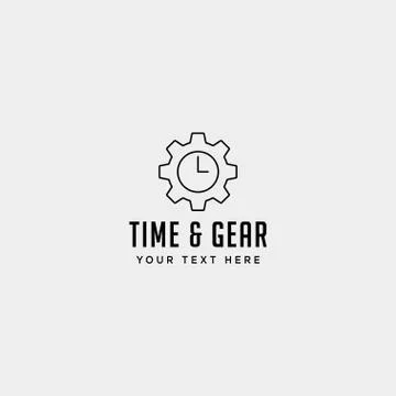 Gear time logo line design management industrial vector icon isolated Stock Illustration