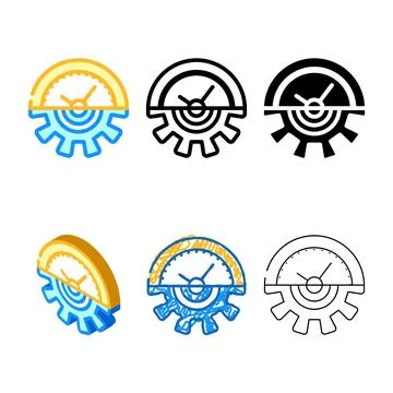 Gear time multistyle planning process color icon vector Stock Illustration